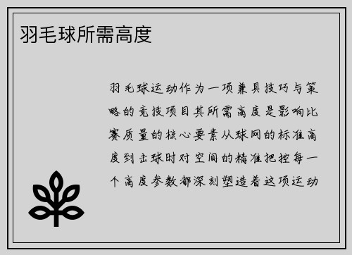 羽毛球所需高度